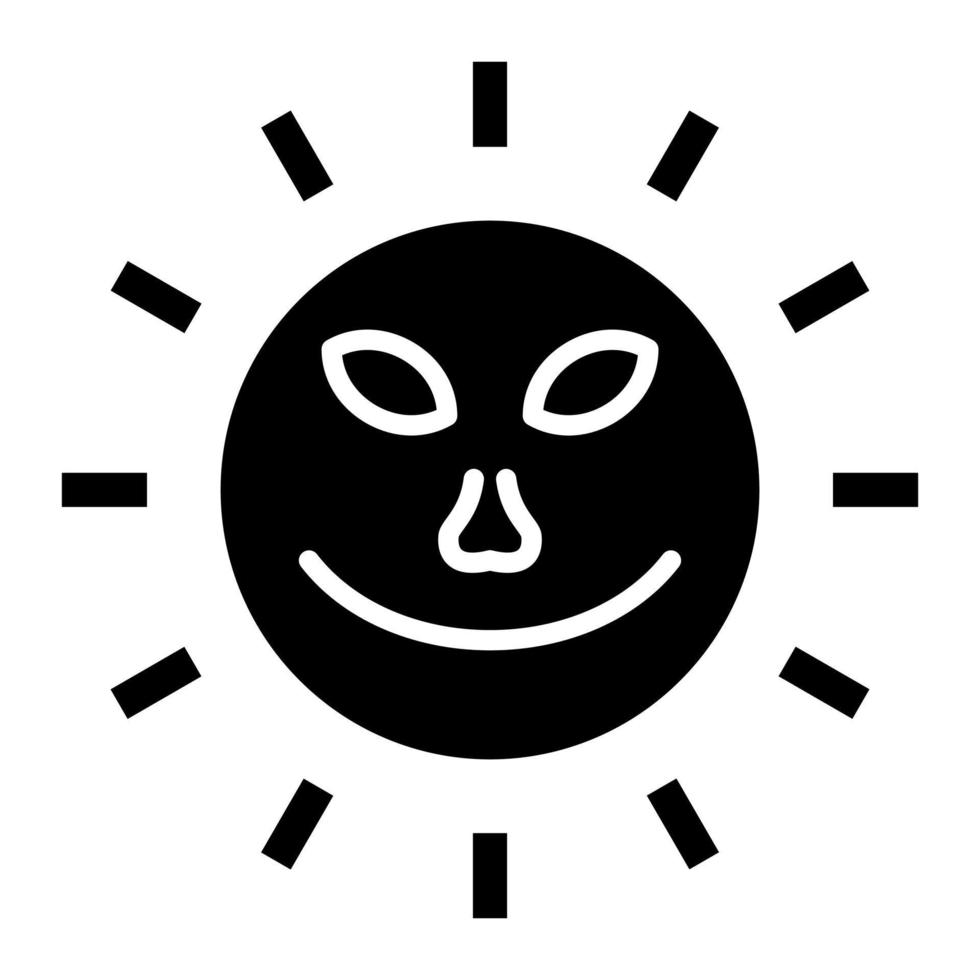 Sol med ansikte glyf ikon vektor