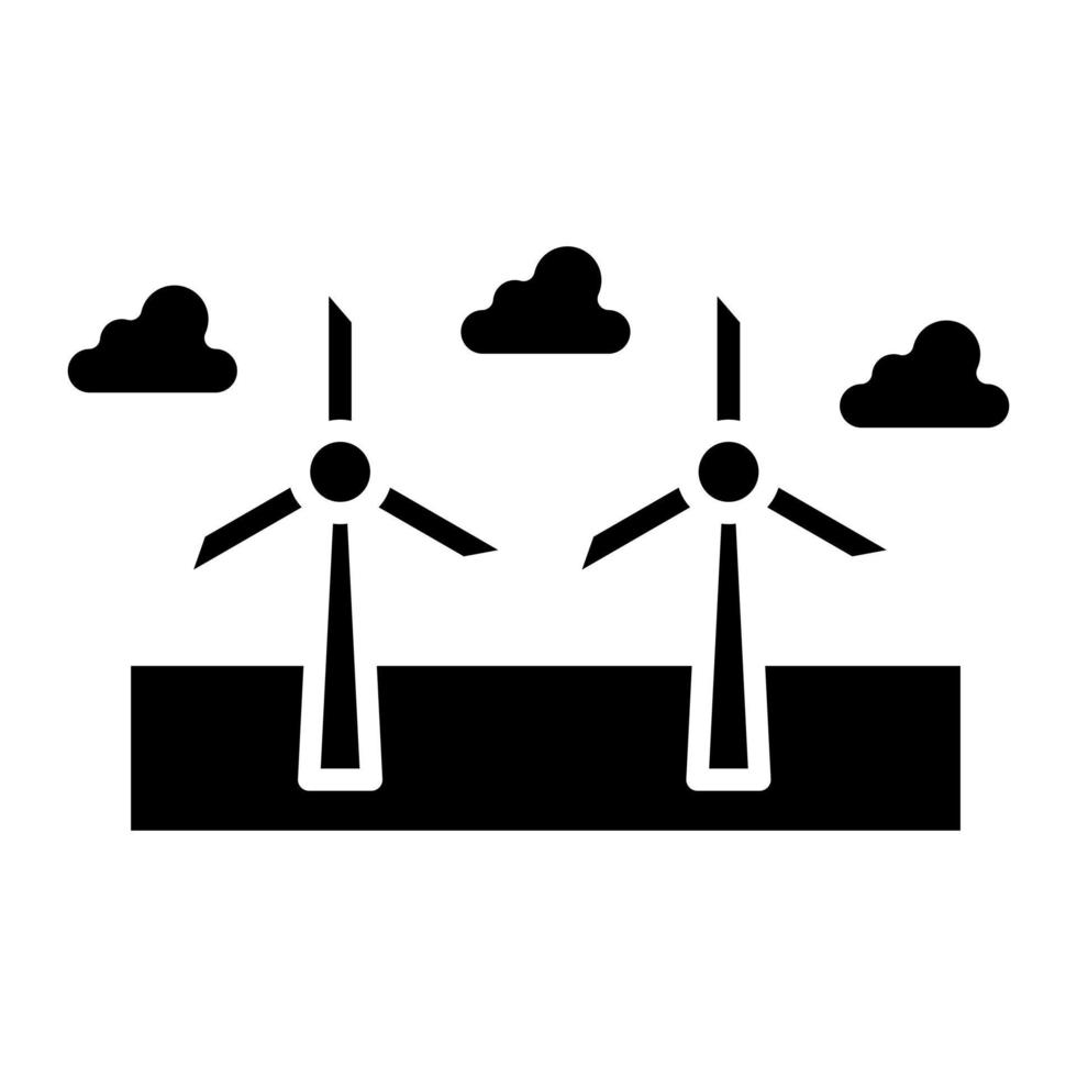 Glyphen-Symbol für die Windmühlenlandschaft vektor