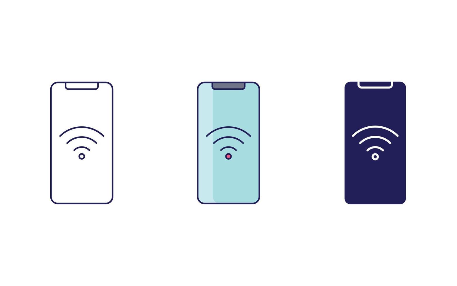 mobiles wifi, smartphone-netzwerkleitung und glyphensymbol, vektorillustration vektor