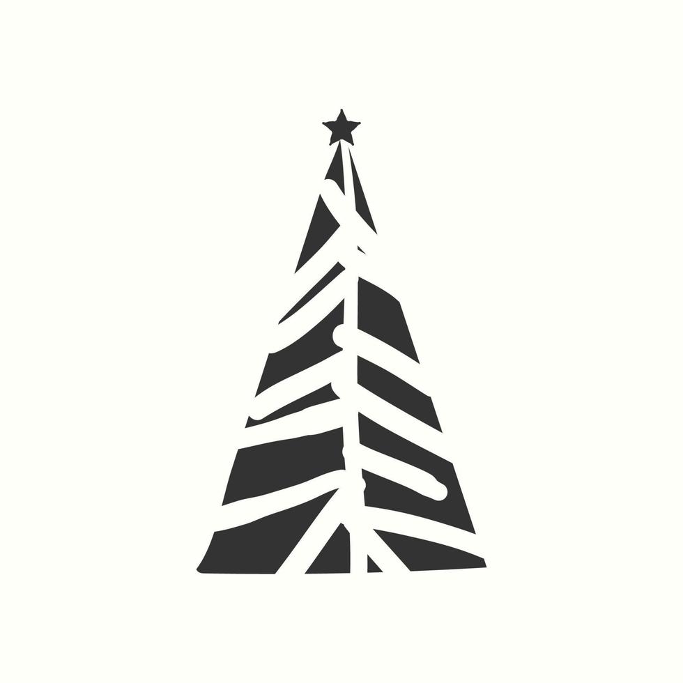 weihnachtsbaum silhouette handgezeichnete illustration auf weißem hintergrund vektor