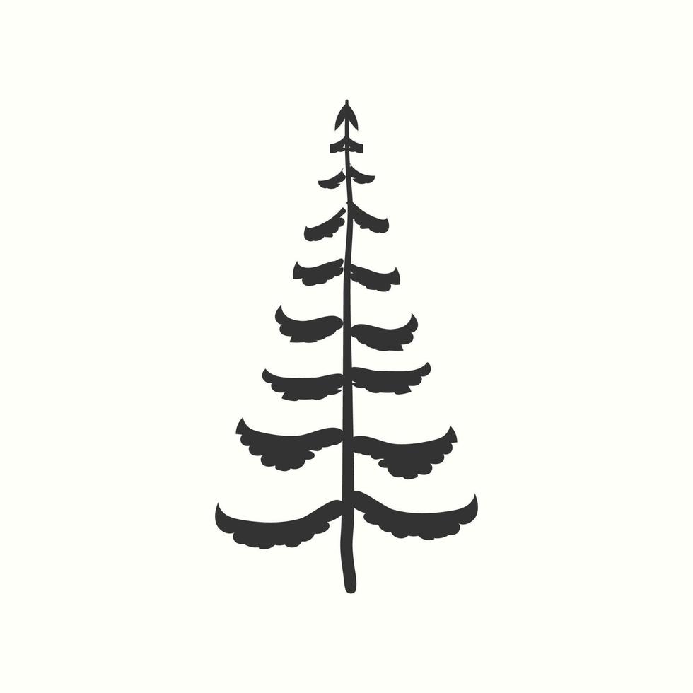 weihnachtsbaum silhouette handgezeichnete illustration auf weißem hintergrund vektor