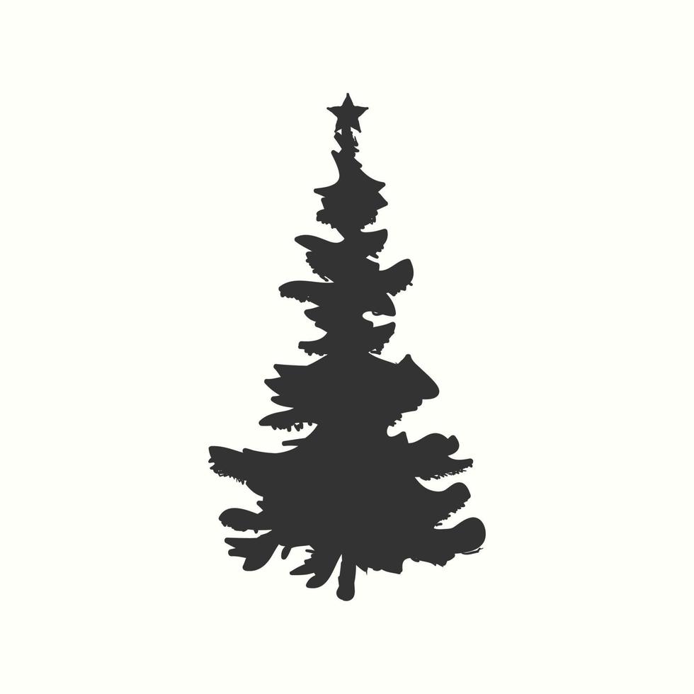 weihnachtsbaum silhouette handgezeichnete illustration auf weißem hintergrund vektor