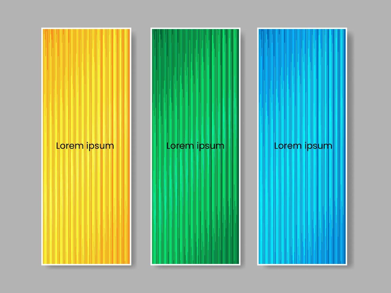 Linienstreifen vertikale Banner-Sammlung gelbe, blaue und grüne Farbe vektor