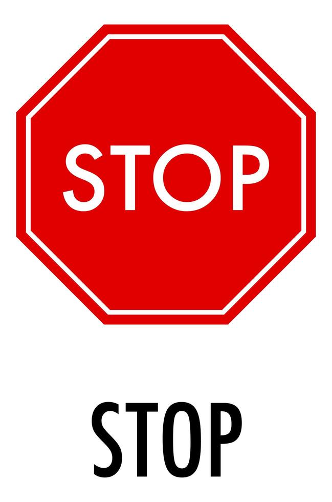 Stoppschild auf weißem Hintergrund vektor