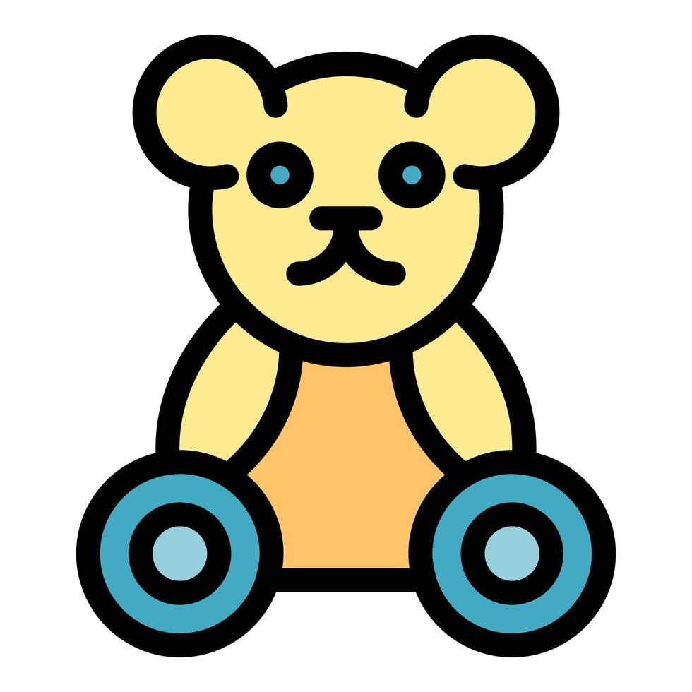 Björn leksak ikon Färg översikt vektor