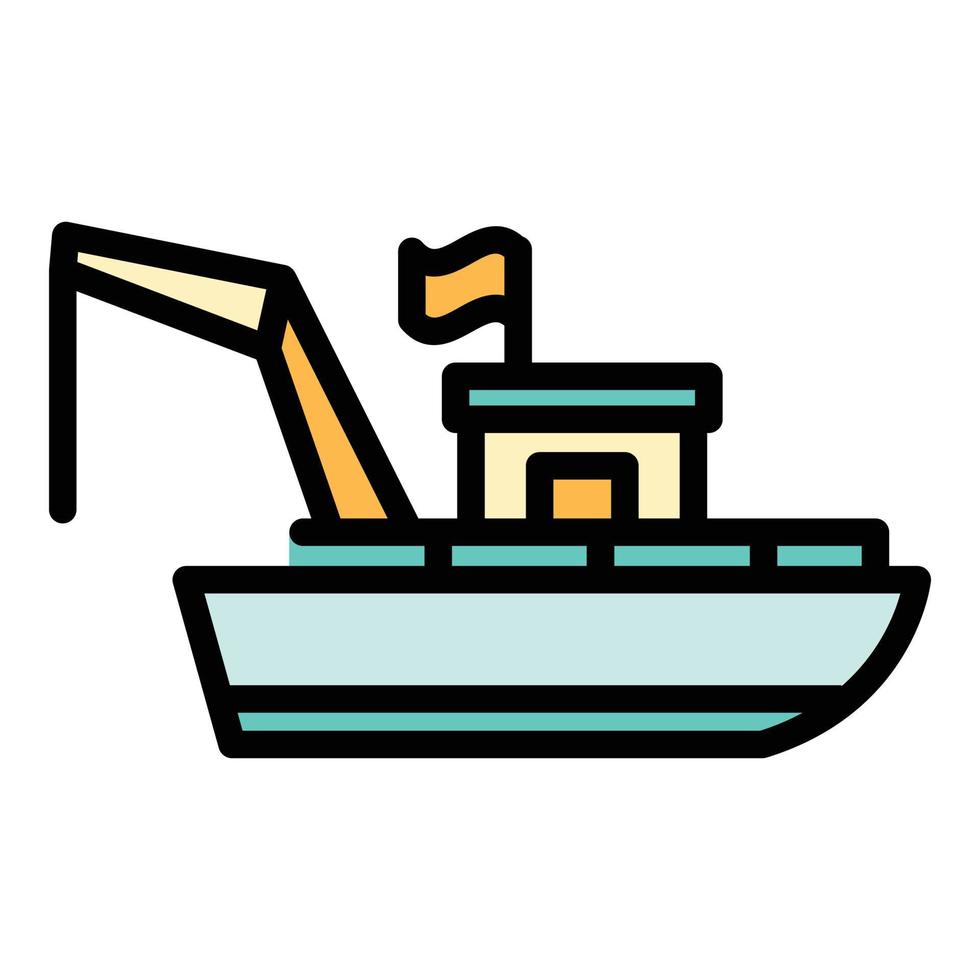 Abenteuer Fischerboot Symbol Farbe Umriss Vektor