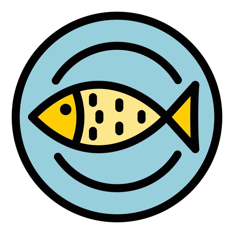 fisk tallrik ikon Färg översikt vektor