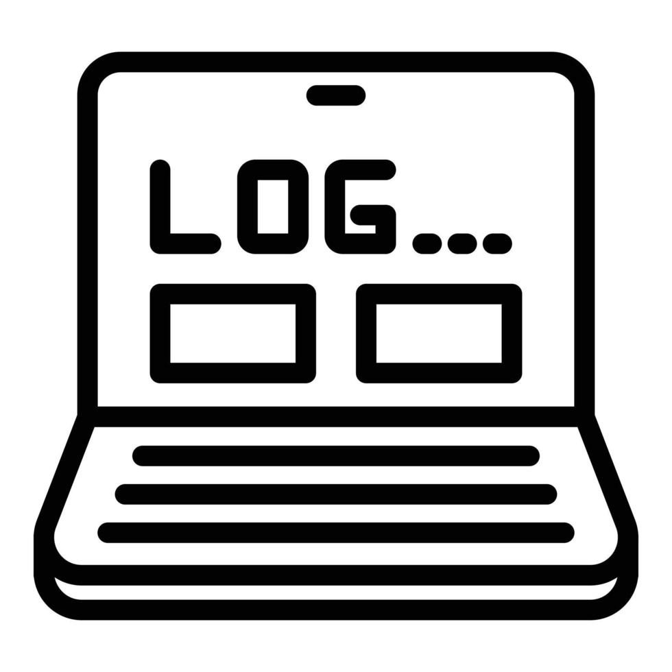 Laptop-Log-Symbol Umrissvektor. Online-Anmeldung vektor