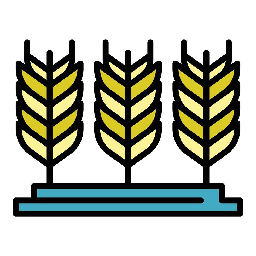 Bauernhof Weizen Plantage Symbol Farbe Umriss Vektor