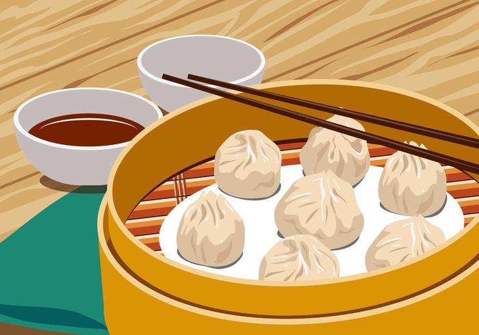 Chinesische gedämpfte Knödel vektor