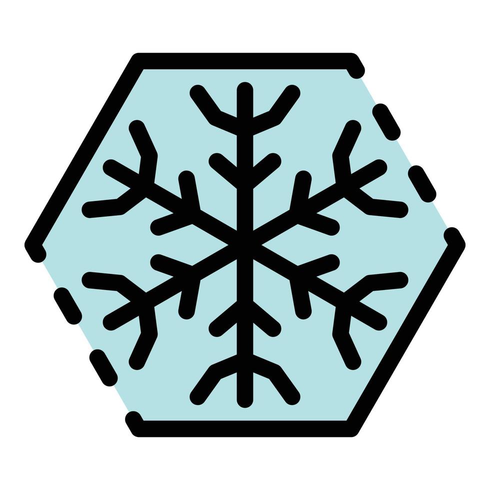 snöflinga i en sexhörning ikon Färg översikt vektor