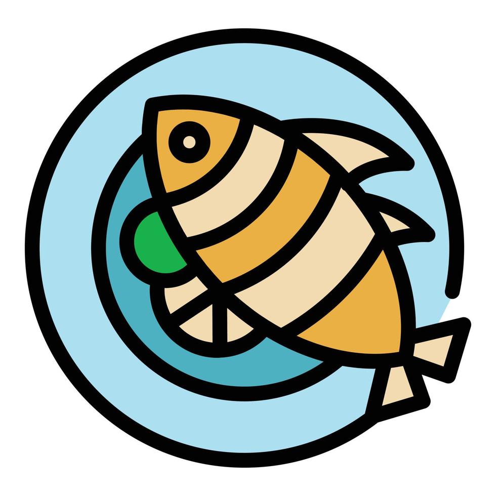 restaurang fisk mat ikon Färg översikt vektor