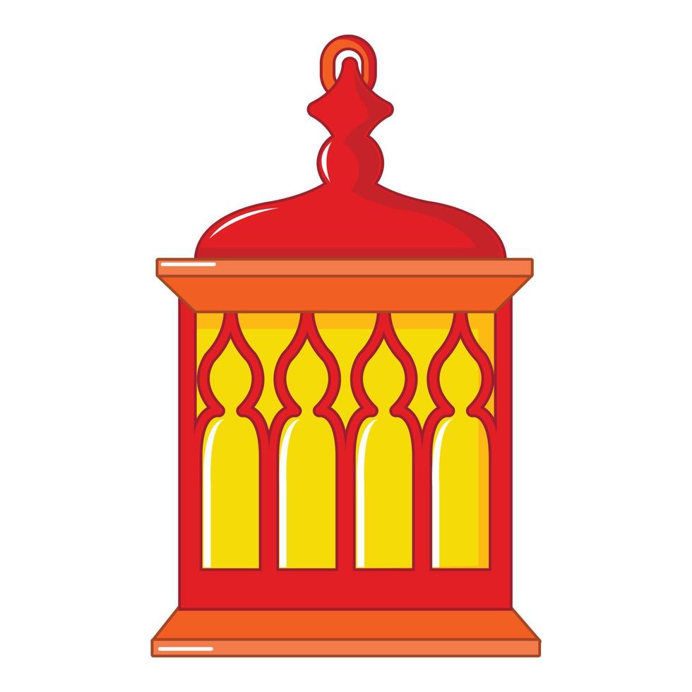 röd och gul turkiska lykta ikon, tecknad serie stil vektor