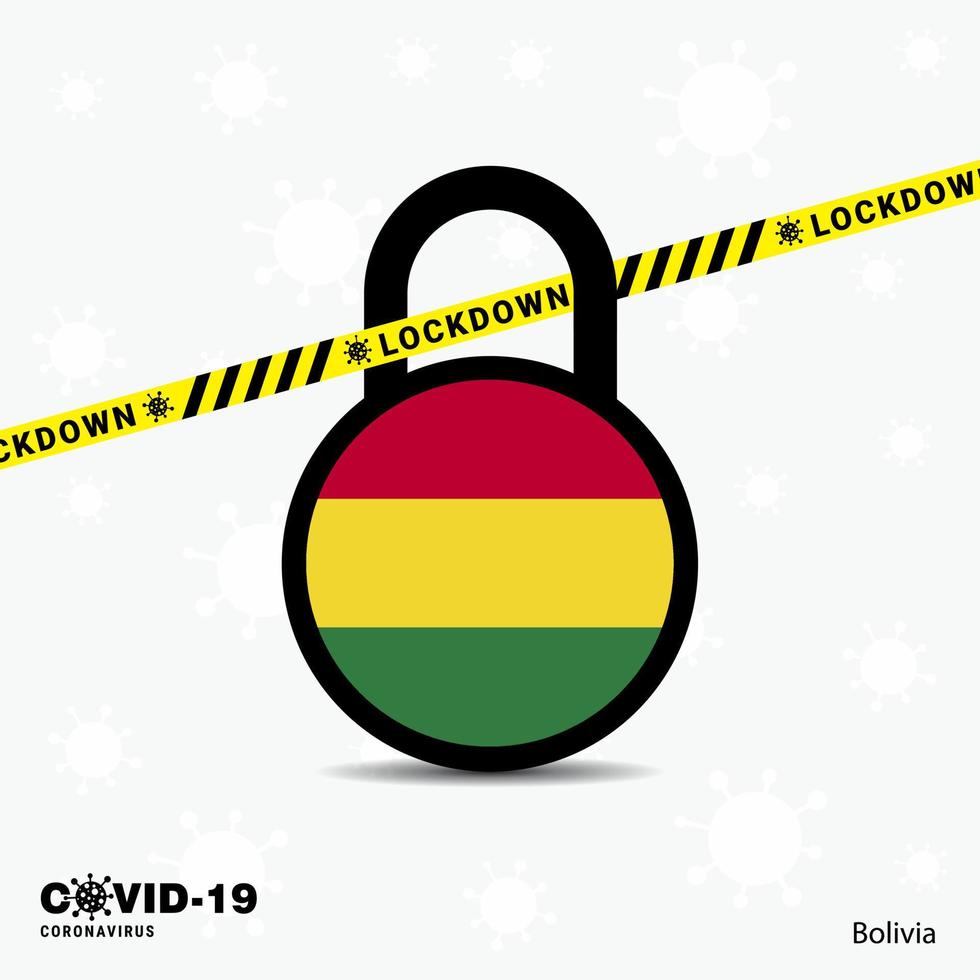 bolivien lock down lock coronavirus pandemie bewusstseinsvorlage covid19 lock down design vektor