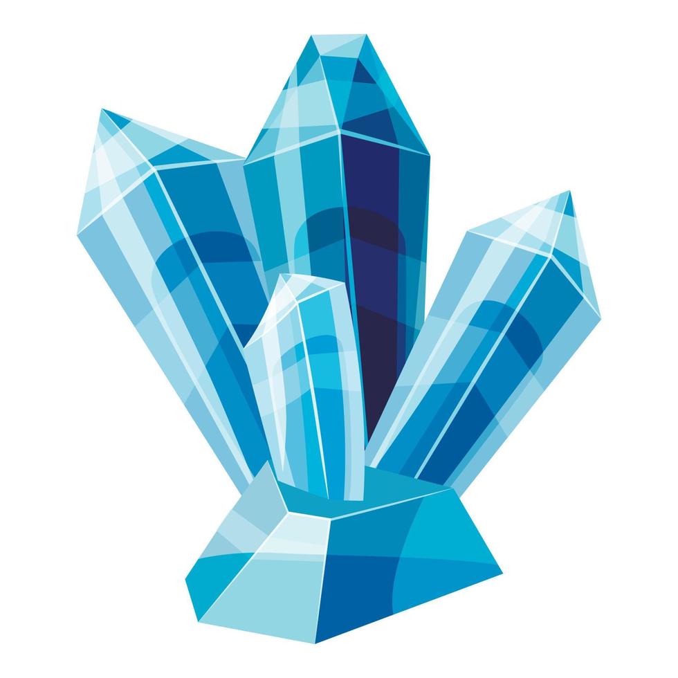 blå kristaller ikon, tecknad serie stil vektor