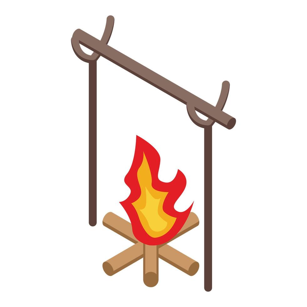 Lagerfeuer Symbol isometrischer Vektor. Feuernacht vektor