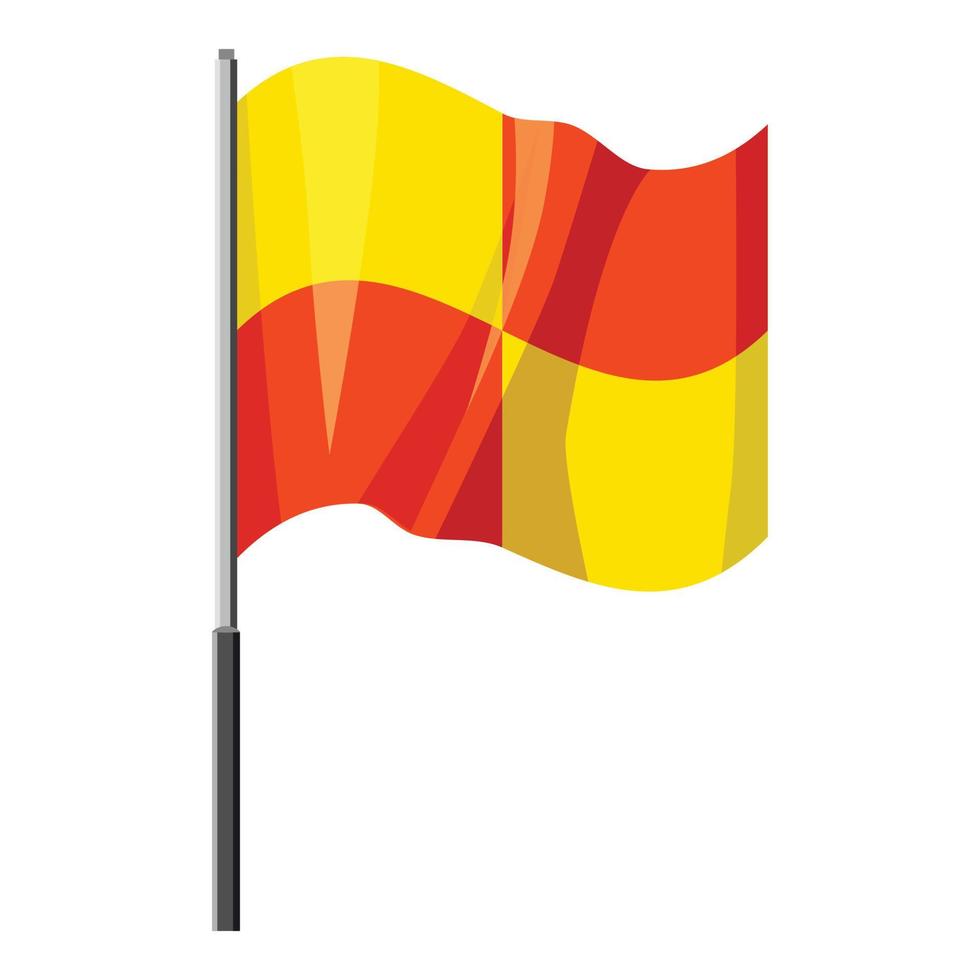 gelbe und orange Flagge mit Fahnenmast-Symbol vektor