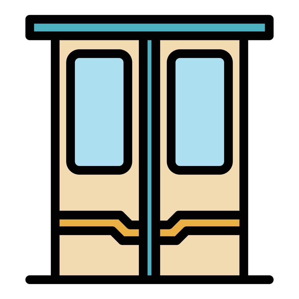 tåg dörrar ikon Färg översikt vektor
