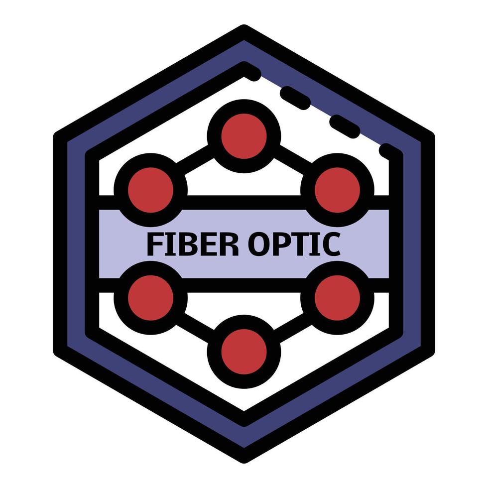 optisches Hex-Kabel-Symbol Farbumrissvektor vektor