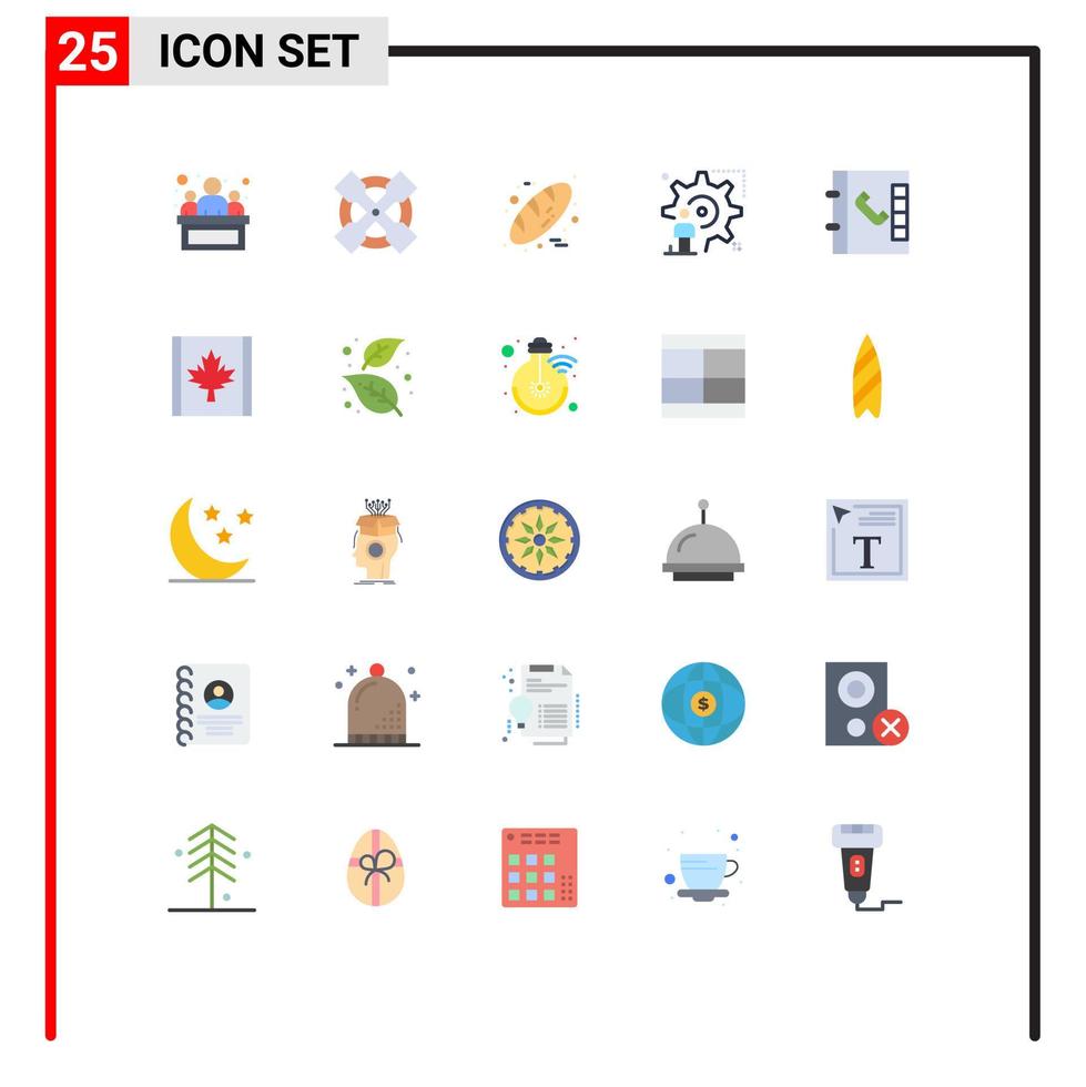 uppsättning av 25 modern ui ikoner symboler tecken för kanada kontakter mat uppdatering konfiguration redigerbar vektor design element