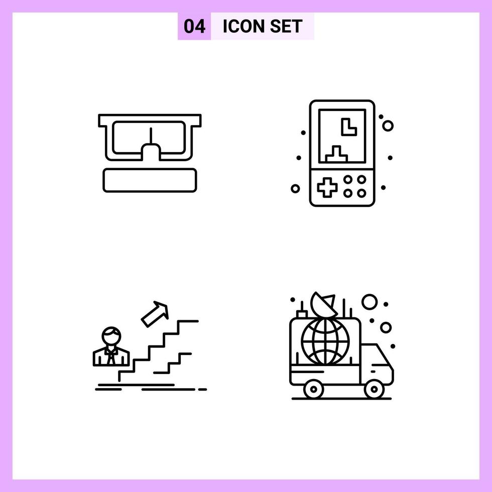 4 ikoner i linje stil översikt symboler på vit bakgrund kreativ vektor tecken för webb mobil och skriva ut kreativ svart ikon vektor bakgrund