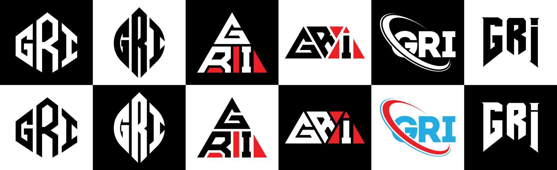 gri brev logotyp design i sex stil. gri polygon, cirkel, triangel, sexhörning, platt och enkel stil med svart och vit Färg variation brev logotyp uppsättning i ett rittavla. gri minimalistisk och klassisk logotyp vektor