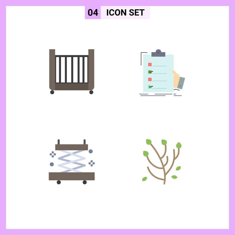 4 tematiska vektor platt ikoner och redigerbar symboler av bebis konstruktion leksak expertis verktyg redigerbar vektor design element