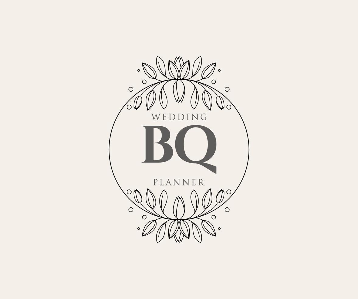 bq initialen brief hochzeitsmonogramm logos sammlung, handgezeichnete moderne minimalistische und florale vorlagen für einladungskarten, save the date, elegante identität für restaurant, boutique, café im vektor