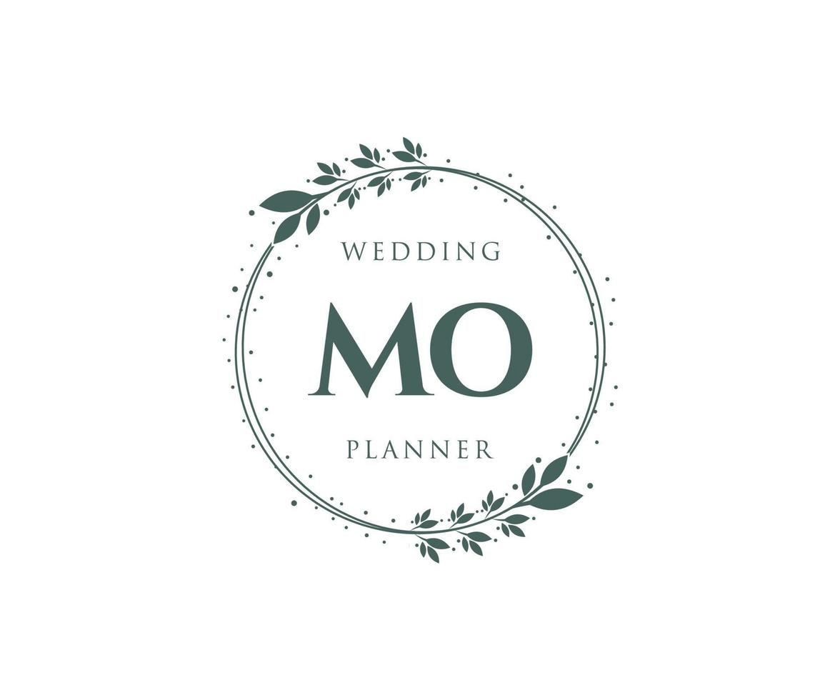 mo initialen brief hochzeitsmonogramm logos sammlung, handgezeichnete moderne minimalistische und florale vorlagen für einladungskarten, save the date, elegante identität für restaurant, boutique, café im vektor