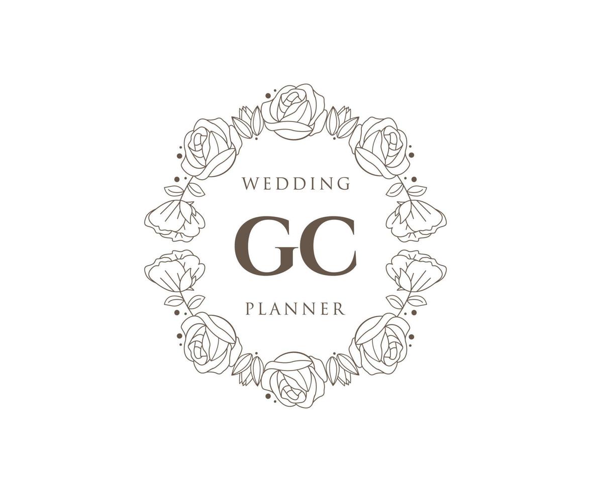 gc initialen brief hochzeitsmonogramm logos sammlung, handgezeichnete moderne minimalistische und florale vorlagen für einladungskarten, save the date, elegante identität für restaurant, boutique, café im vektor