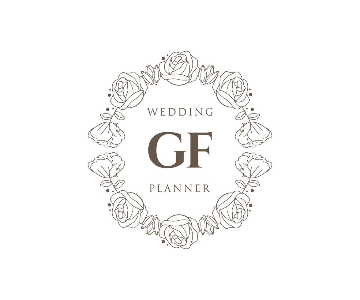 gf initialen brief hochzeitsmonogramm logos sammlung, handgezeichnete moderne minimalistische und florale vorlagen für einladungskarten, save the date, elegante identität für restaurant, boutique, café im vektor