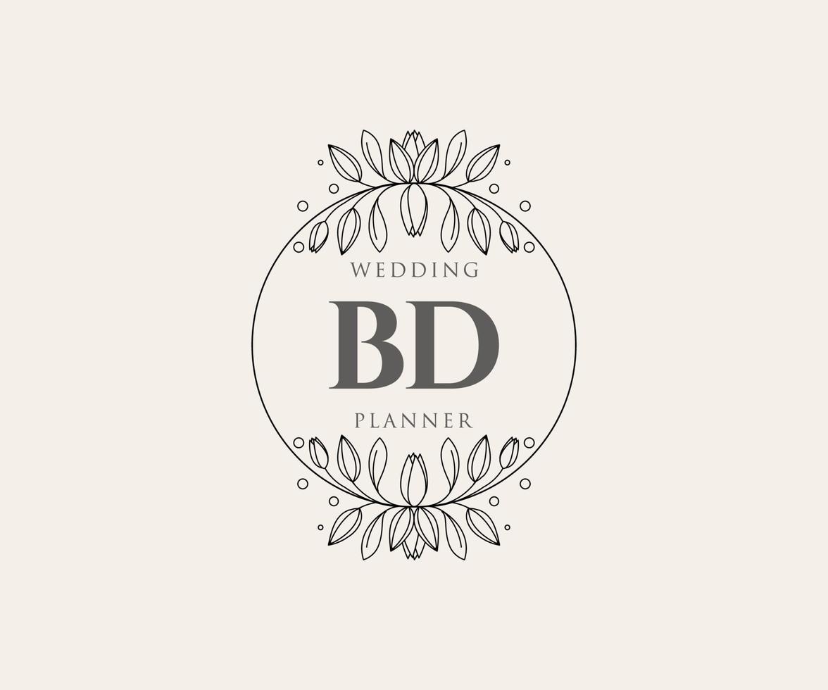 bd initialer brev bröllop monogram logotyper samling, hand dragen modern minimalistisk och blommig mallar för inbjudan kort, spara de datum, elegant identitet för restaurang, boutique, Kafé i vektor