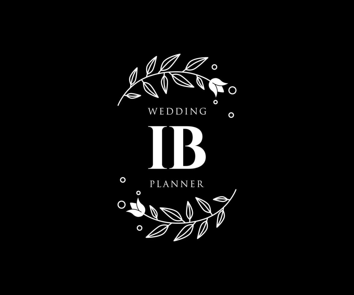 ib initialer brev bröllop monogram logotyper samling, hand dragen modern minimalistisk och blommig mallar för inbjudan kort, spara de datum, elegant identitet för restaurang, boutique, Kafé i vektor