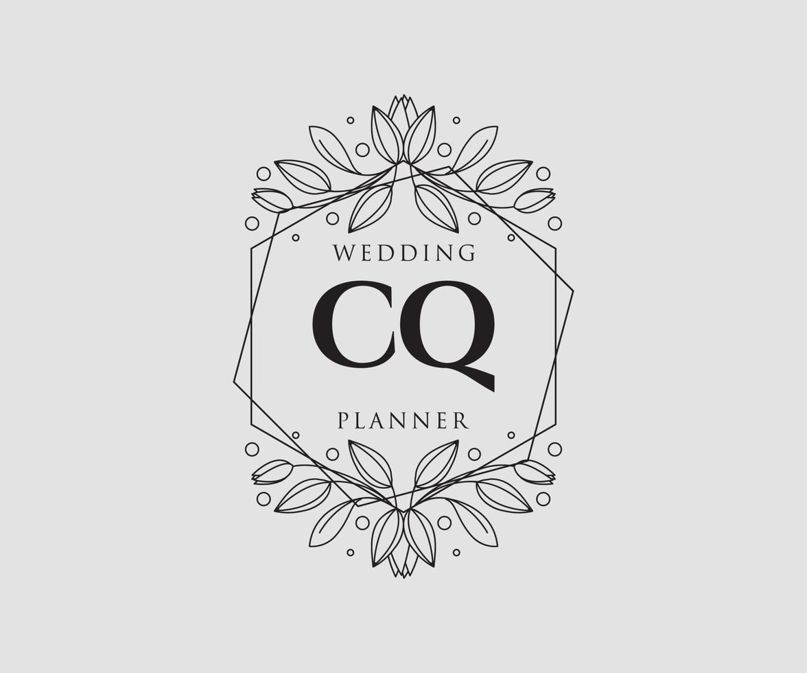 cq initialen brief hochzeitsmonogramm logos sammlung, handgezeichnete moderne minimalistische und florale vorlagen für einladungskarten, save the date, elegante identität für restaurant, boutique, café im vektor