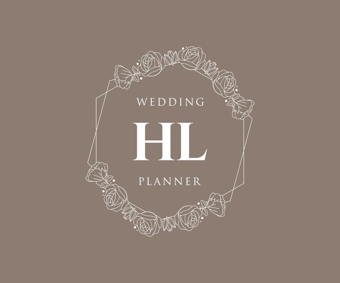 hl initialen brief hochzeit monogramm logos sammlung, handgezeichnete moderne minimalistische und florale vorlagen für einladungskarten, save the date, elegante identität für restaurant, boutique, café im vektor