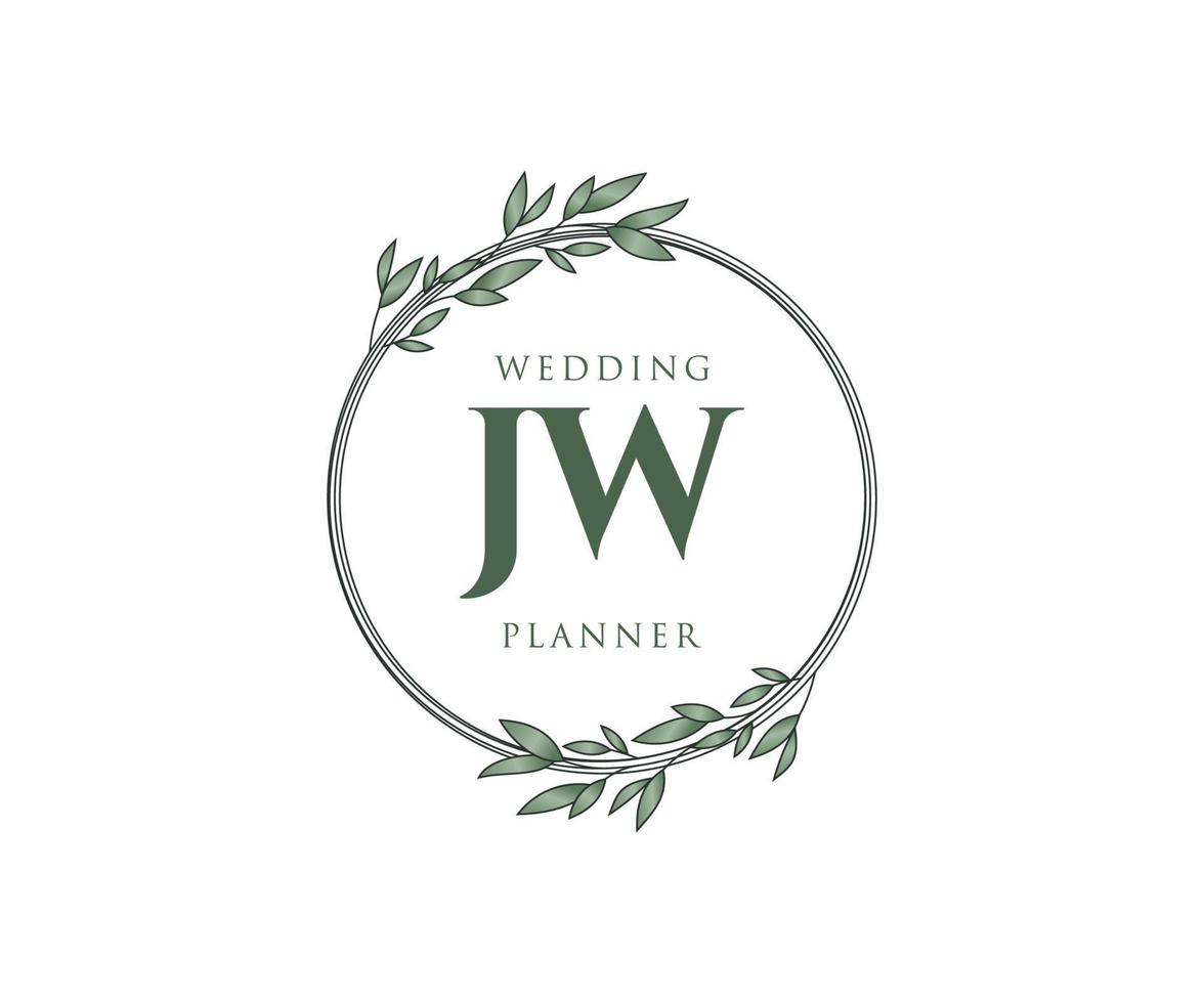 jw initialen brief hochzeitsmonogramm logos sammlung, handgezeichnete moderne minimalistische und florale vorlagen für einladungskarten, save the date, elegante identität für restaurant, boutique, café im vektor