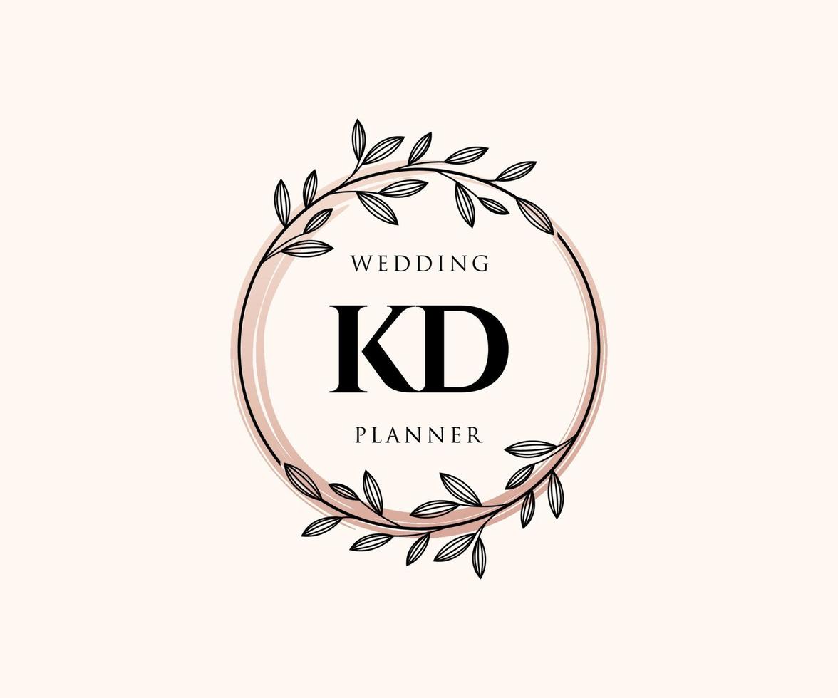 kd initialer brev bröllop monogram logotyper samling, hand dragen modern minimalistisk och blommig mallar för inbjudan kort, spara de datum, elegant identitet för restaurang, boutique, Kafé i vektor