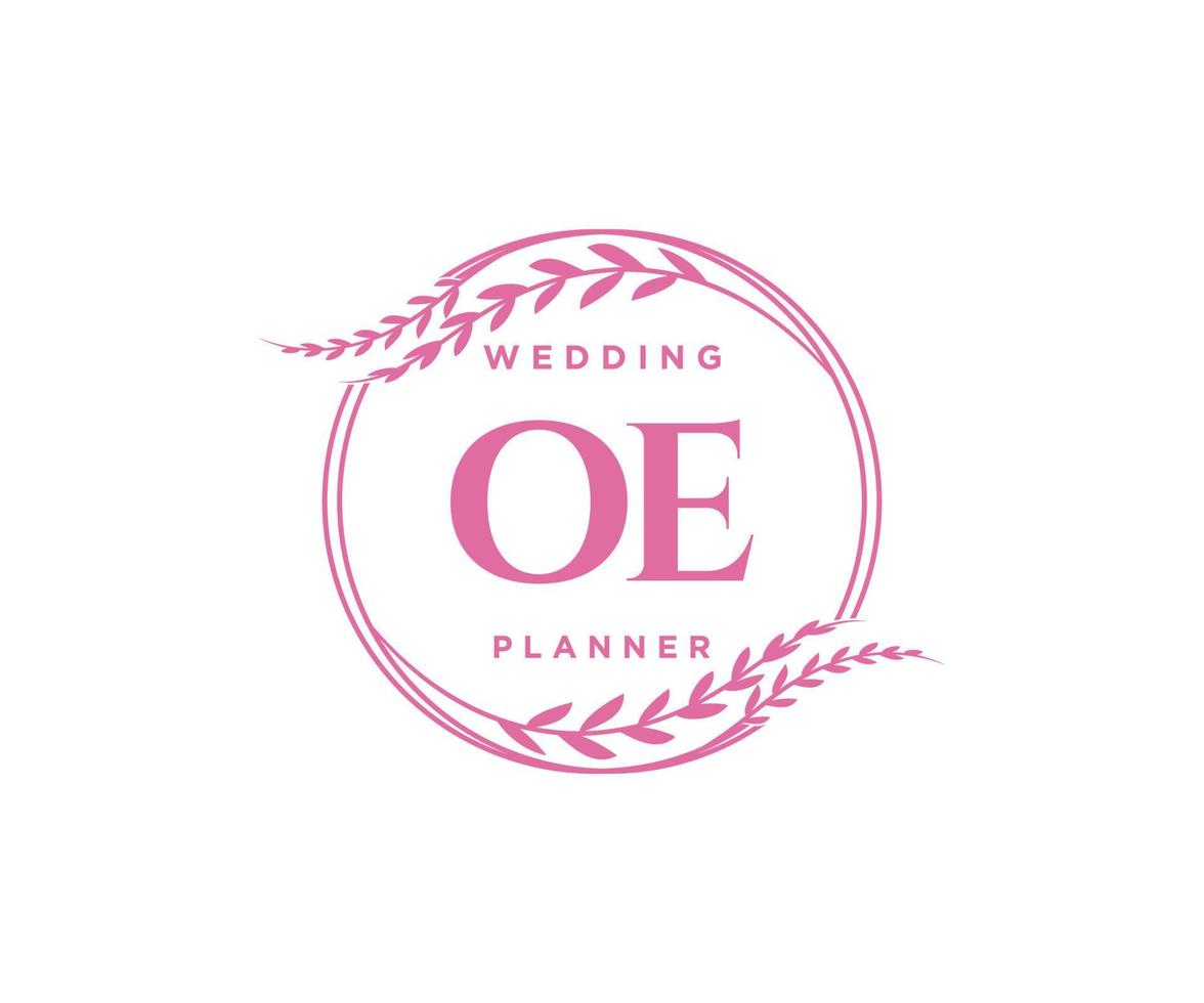 oe initialer brev bröllop monogram logotyper samling, hand dragen modern minimalistisk och blommig mallar för inbjudan kort, spara de datum, elegant identitet för restaurang, boutique, Kafé i vektor