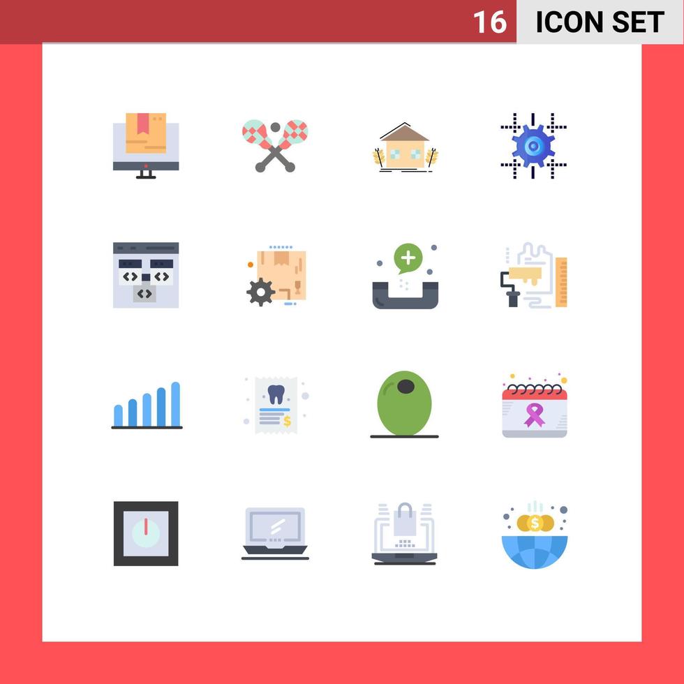 satz von 16 flachen vektorfarben auf raster für linienschaltknüppel, die umgebung editierbares paket kreativer vektordesignelemente einstellen vektor