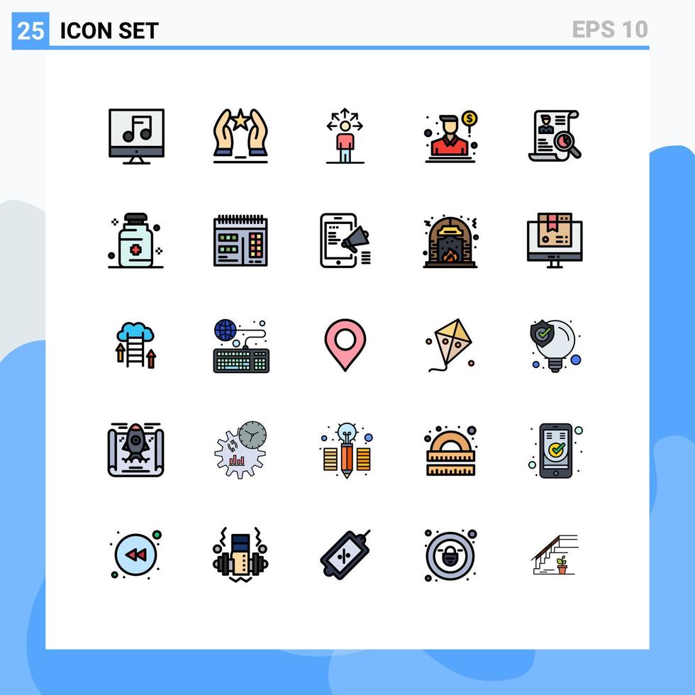 redigerbar vektor linje packa av 25 enkel fylld linje platt färger av återuppta försäljning stjärna person mänsklig redigerbar vektor design element