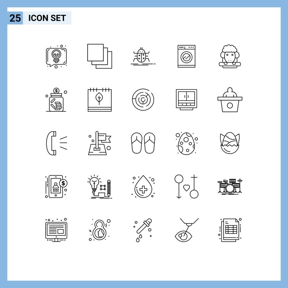 packa av 25 kreativ rader av får påsk buggar tvättning kök redigerbar vektor design element