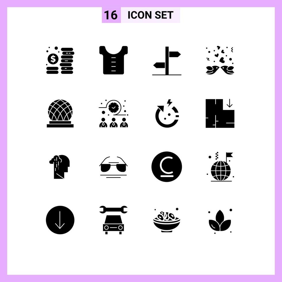 universell ikon symboler grupp av 16 modern fast glyfer av stad byggnad logistisk kärlek par redigerbar vektor design element