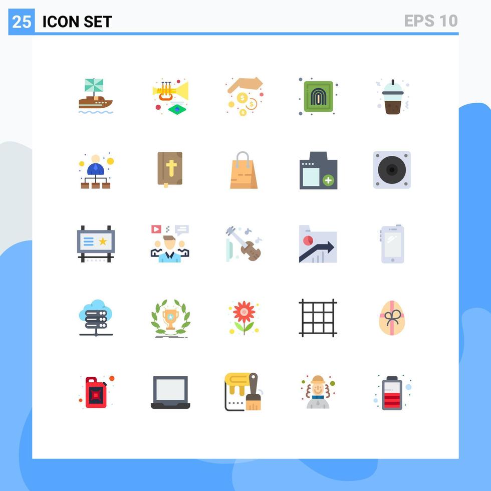 satz von 25 flachen vektorfarben auf raster für frappe-druck trompetenfinger geld sparende editierbare vektordesignelemente vektor