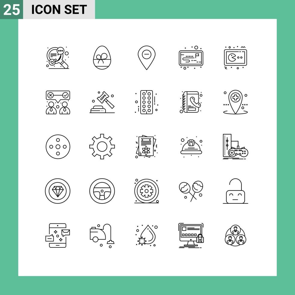 25 universelle Linien für Web- und mobile Anwendungen Spiel-Workflow minimieren bearbeitbare Vektordesign-Elemente für Strategie-Pins vektor