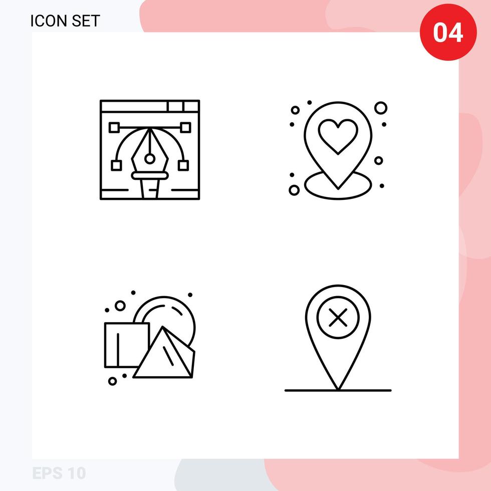 4 användare gränssnitt linje packa av modern tecken och symboler av konstverk former penna verktyg stift Karta redigerbar vektor design element