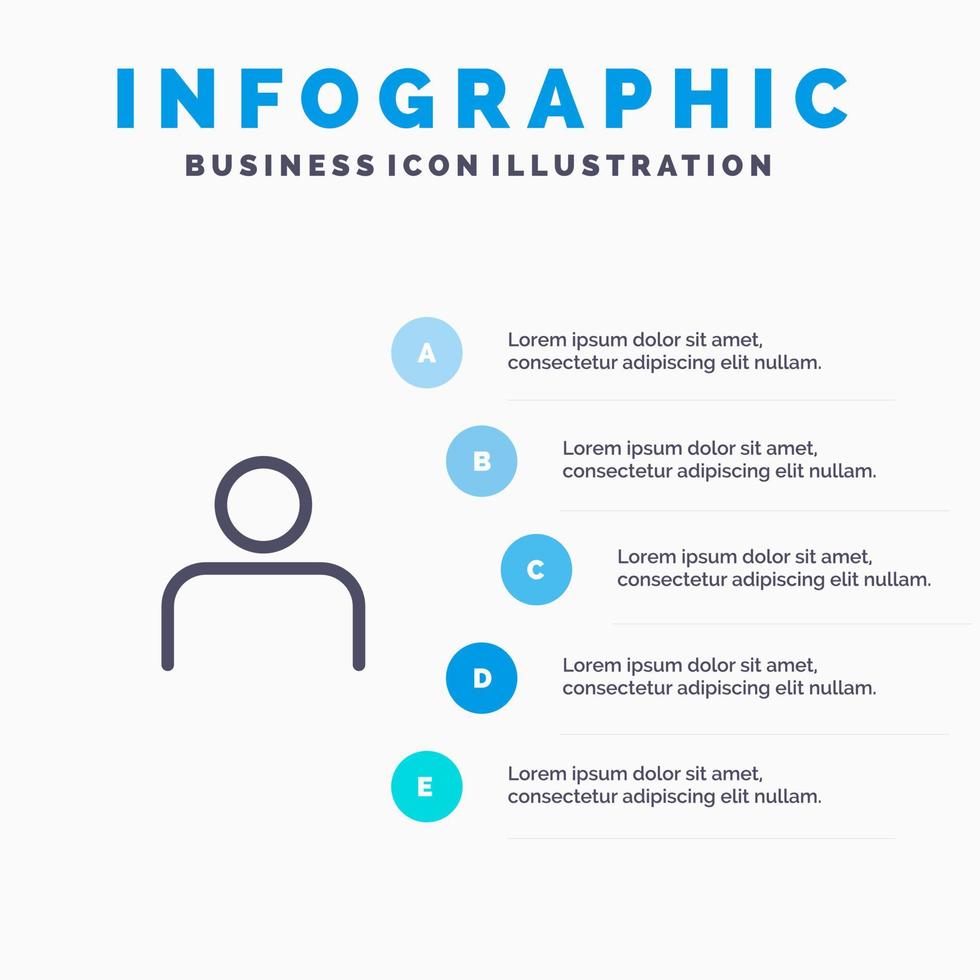 Instagram människor profil uppsättningar användare linje ikon med 5 steg presentation infographics bakgrund vektor