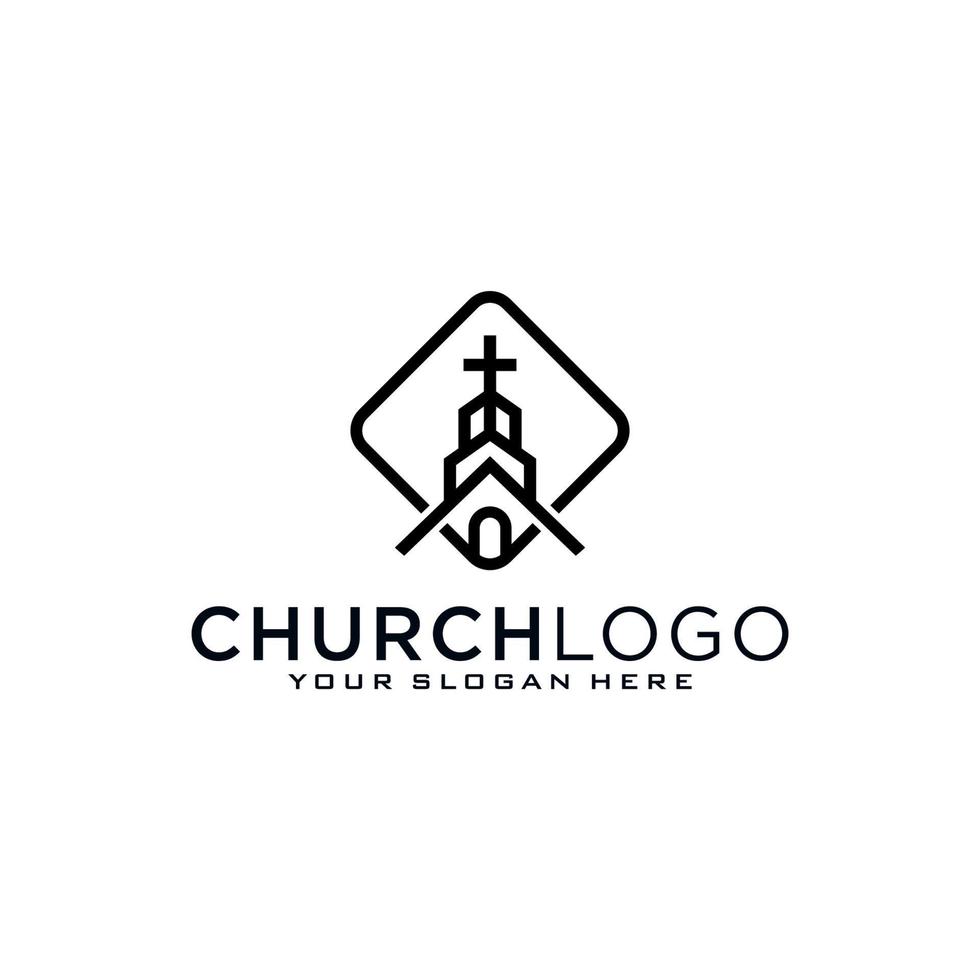 kyrkans logotyp. kristna symboler. Jesu kors, den helige andens och duvans eld. vektor