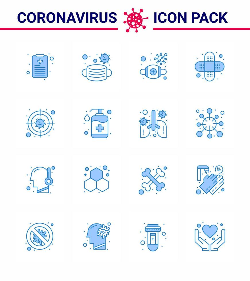 covid19 skydd coronavirus hängande 16 blå ikon uppsättning sådan som sjukdom mål mask skada hjälpa viral coronavirus 2019 nov sjukdom vektor design element