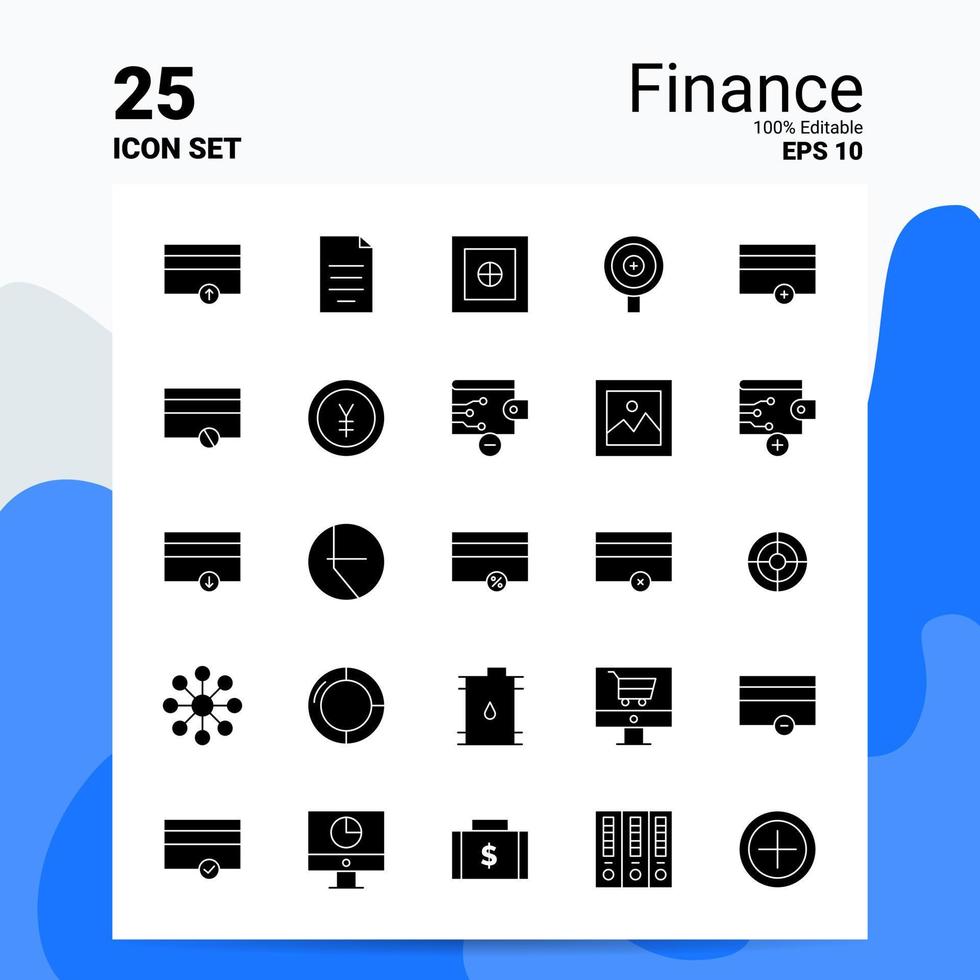 25 finansiera ikon uppsättning 100 redigerbar eps 10 filer företag logotyp begrepp idéer fast glyf ikon design vektor