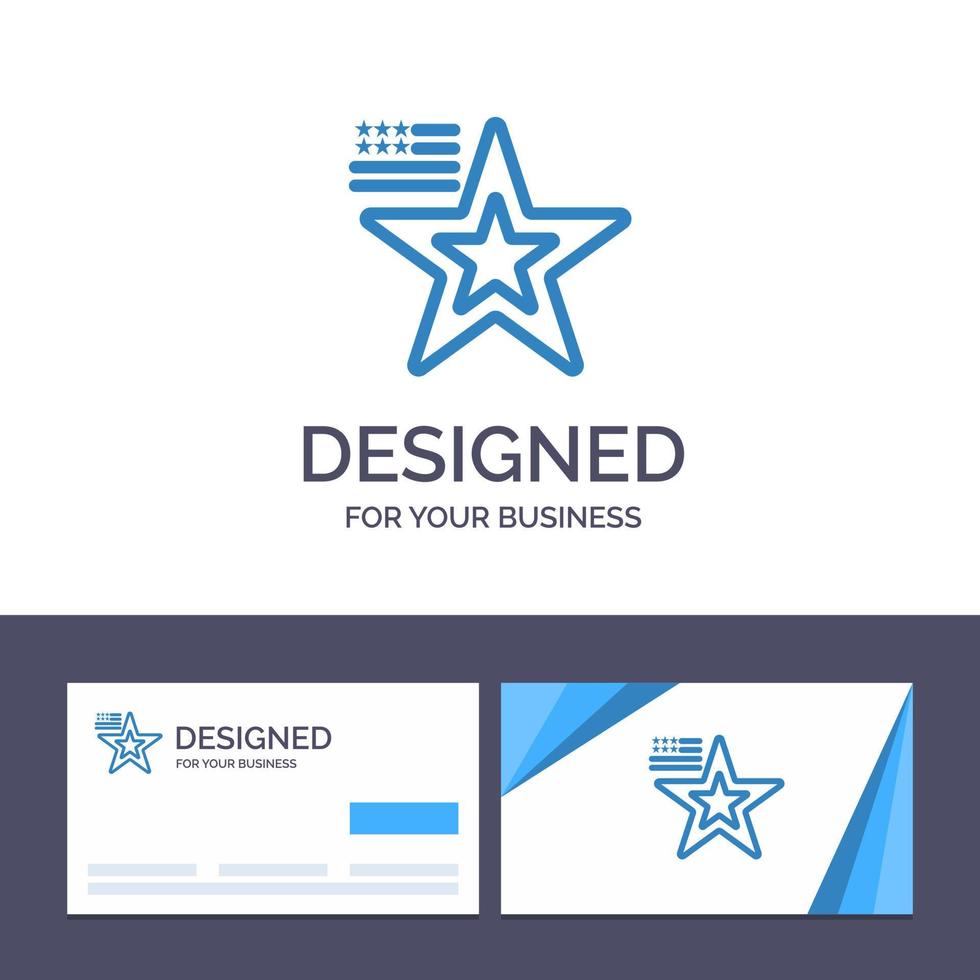 kreative visitenkarten- und logoschablonenstern-amerikanische flagge usa-vektorillustration vektor